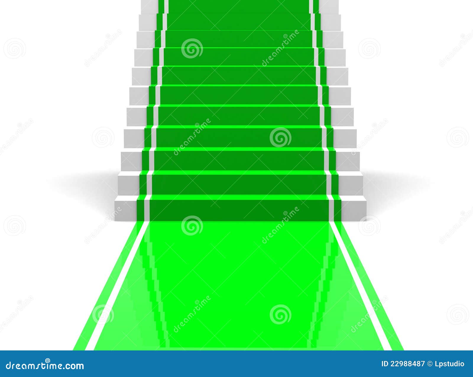 Stairs with a green carpet stock illustration. Illustration of light