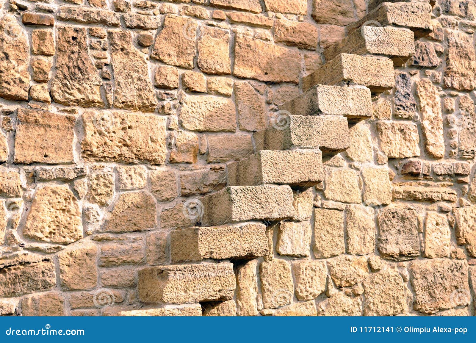 Stairs in Stone Wall stock image. Image of wall, design 11712141