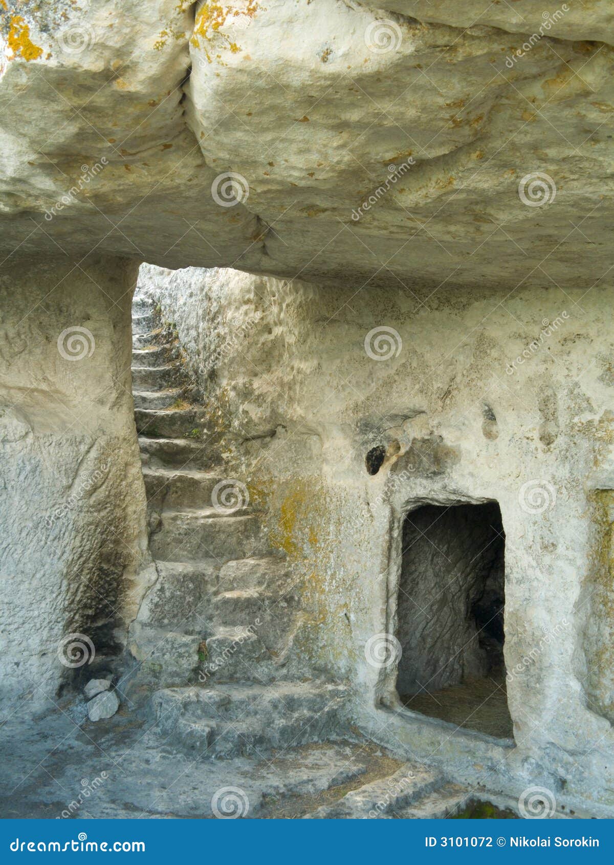 stairs in stony cave house