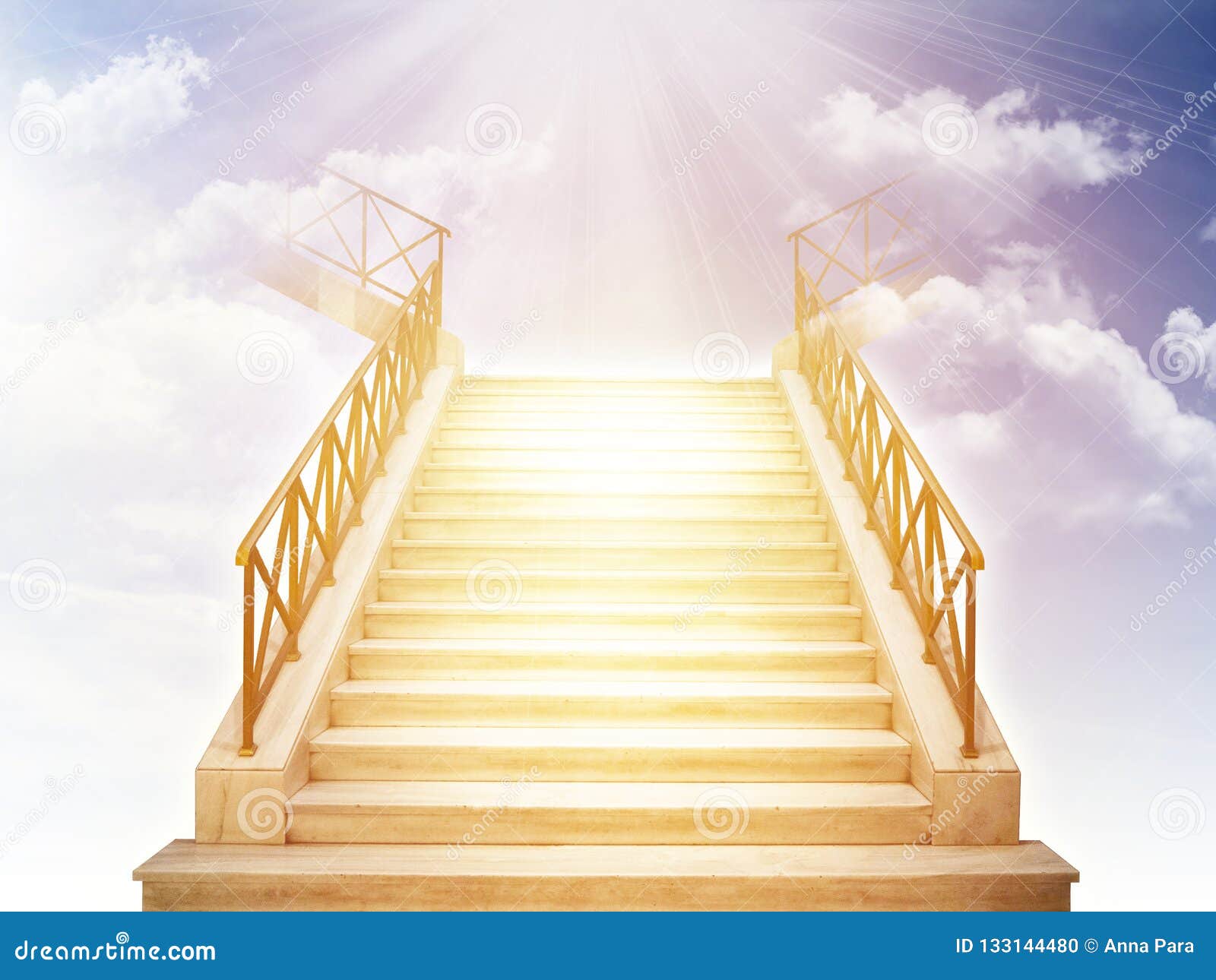 Premium Photo  Long straight stairway to heaven in clouds against