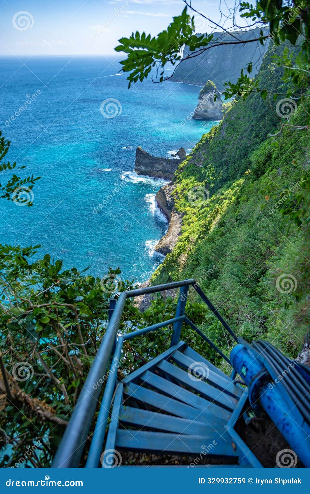 stairs to the temple pura segara kidul, island nusa penida, indonesia, southeast asia