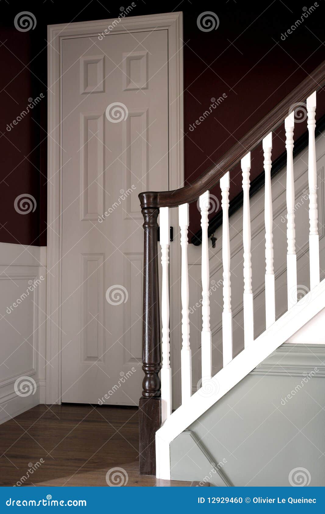 Stairway In Colonial American Style House Interior Stock