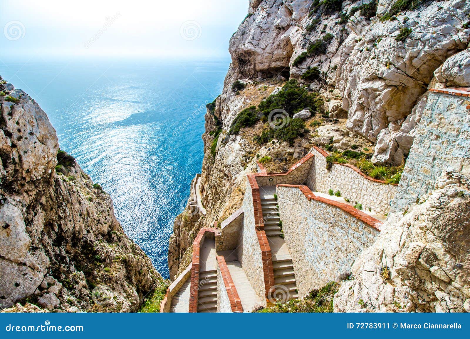the stairway leading to the neptune's grotto,near alghero, in sa