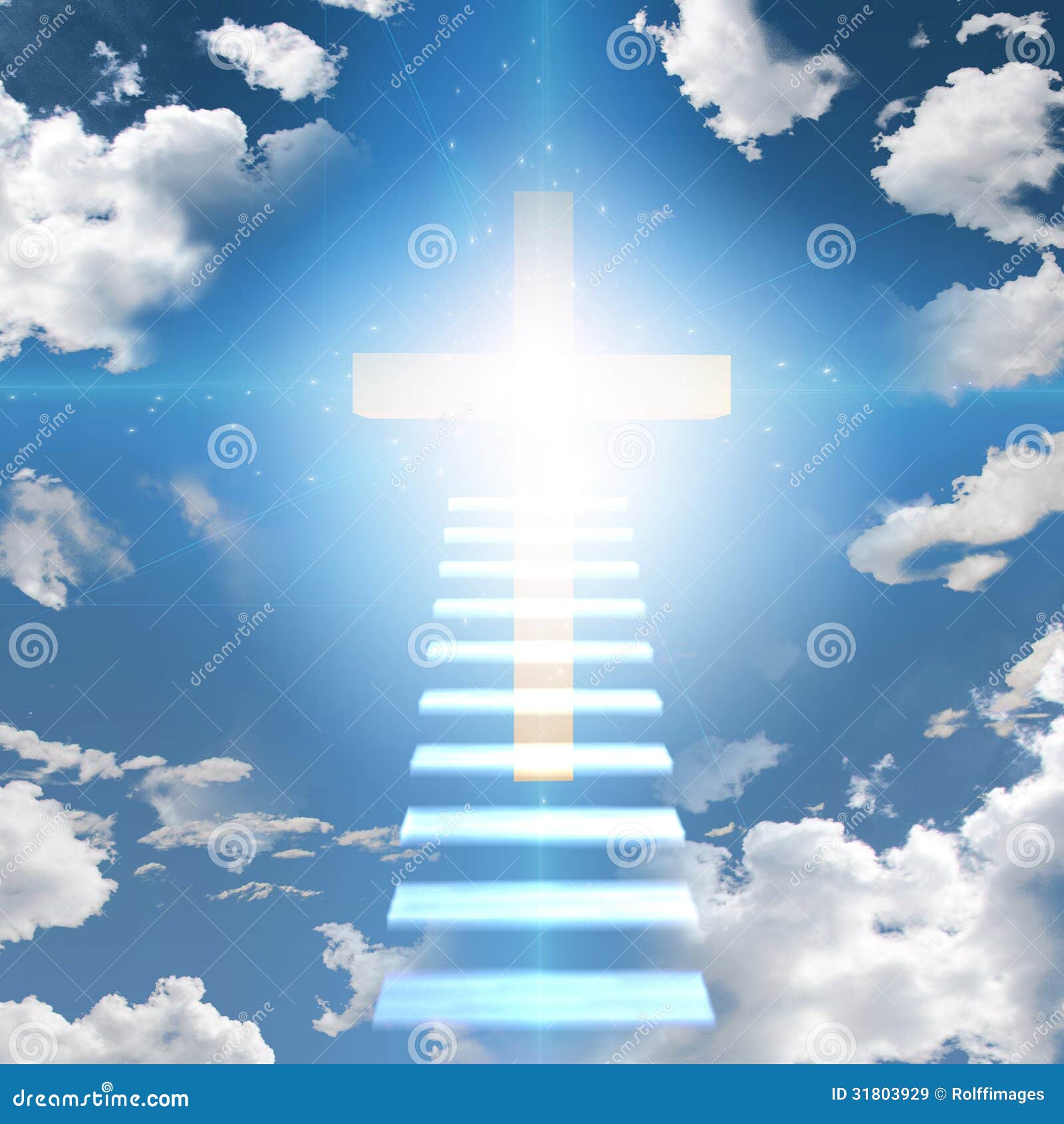 Stairway Leads To Cross and Light Stock Illustration ...