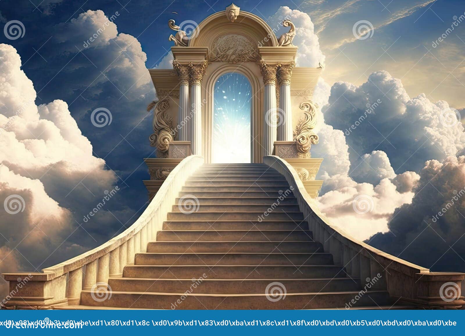 stairway to heaven in glory gates of paradise meeting. ai generative