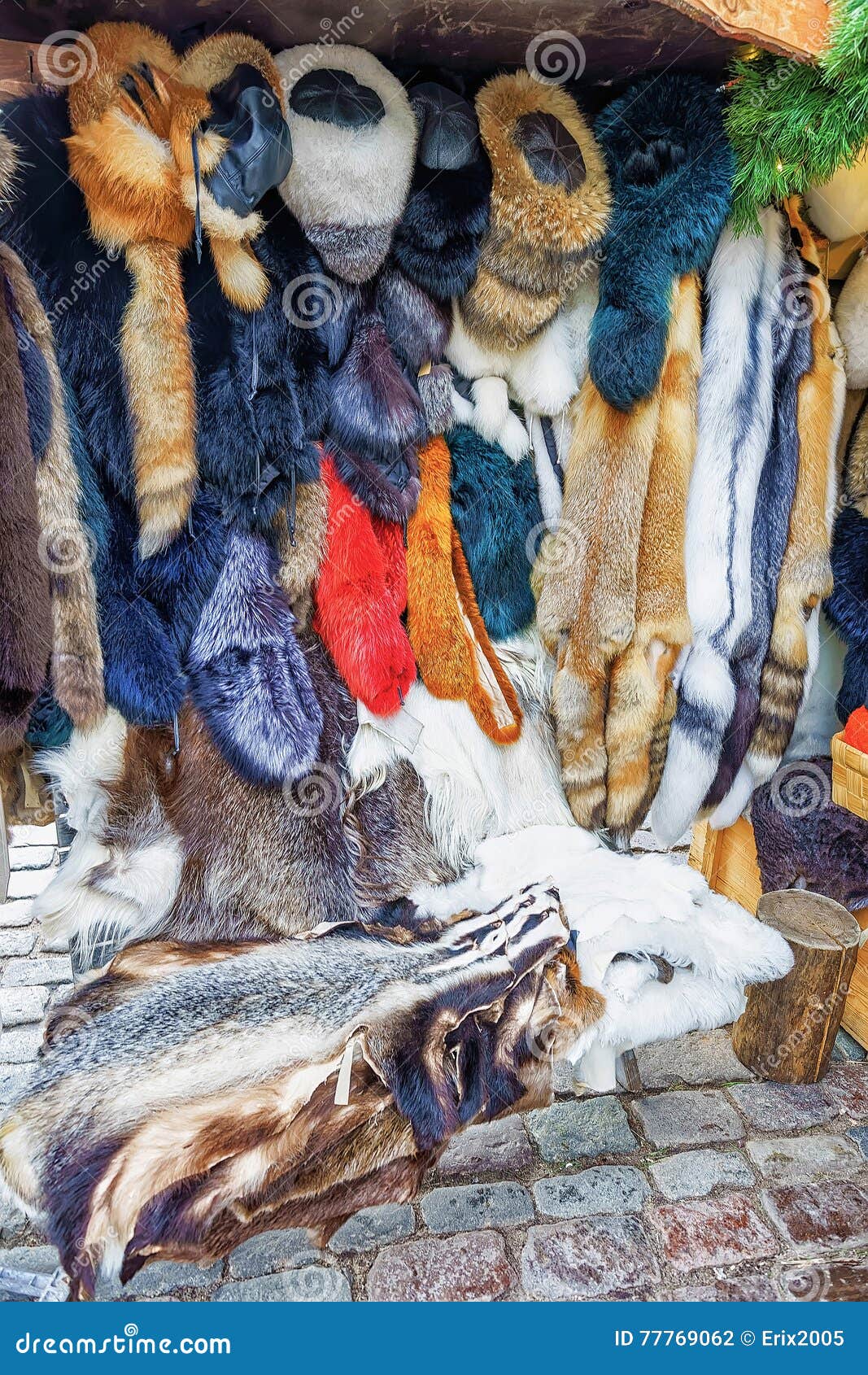 Stall with Animal Skin Products at the Riga Christmas Market Editorial  Photography - Image of clothes, market: 77769062
