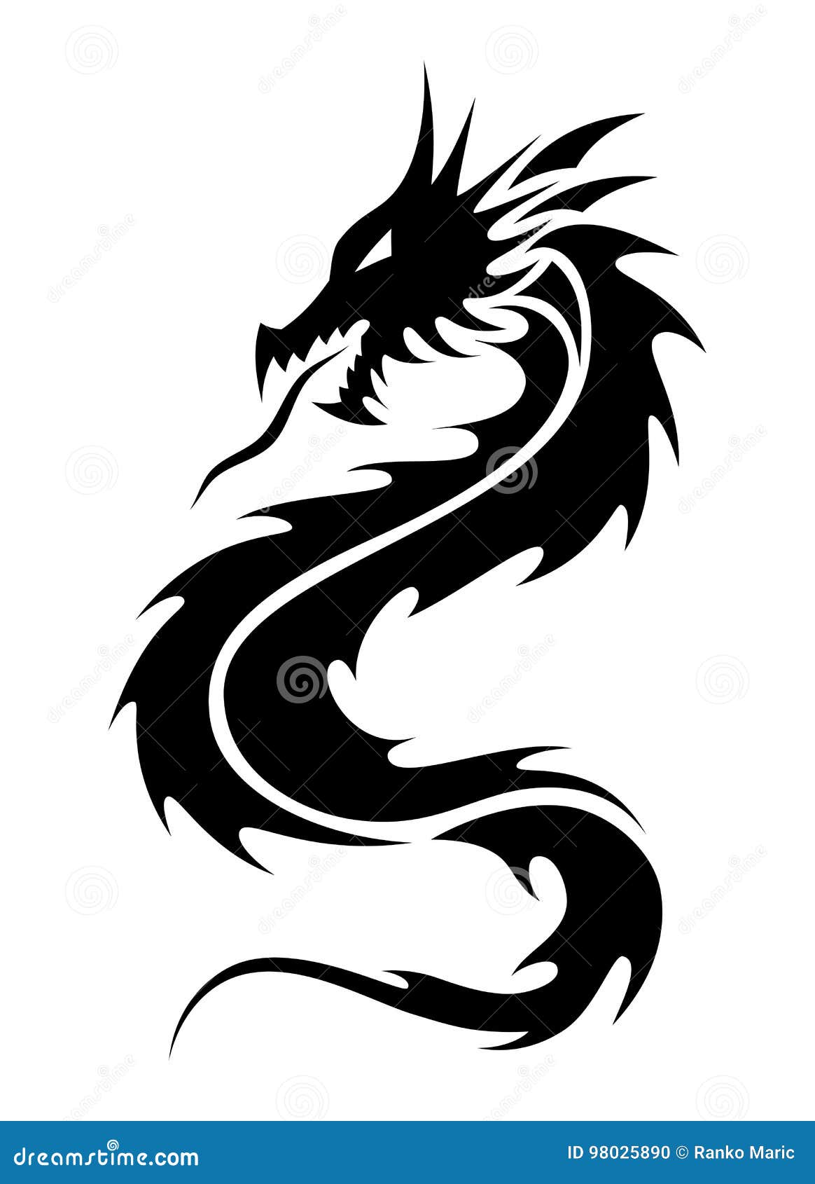 Stam- tatuering för drake stock illustrationer. Illustration av silhuett -  98025890