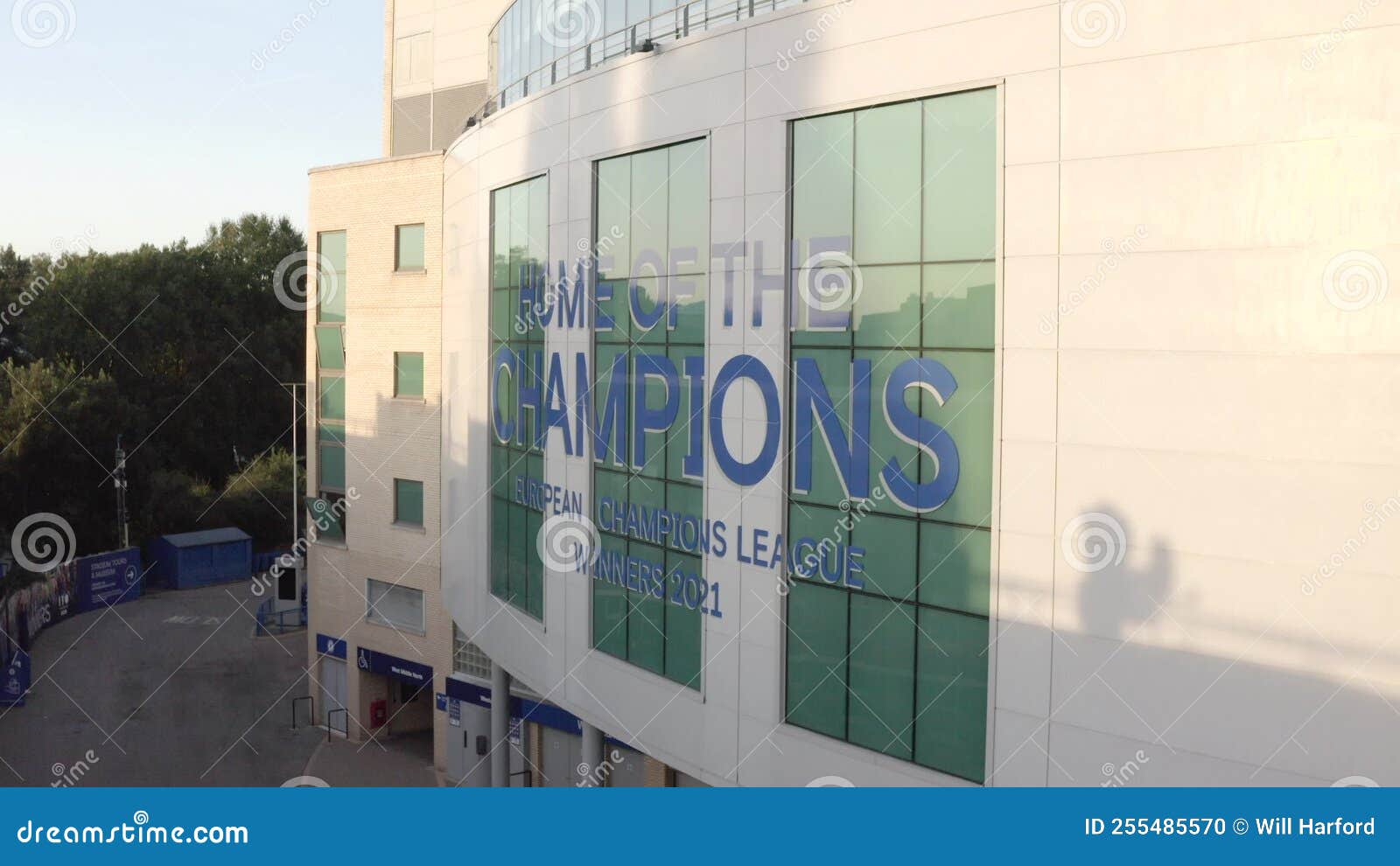 Aerial view of Chelsea Football Club in London, also known as