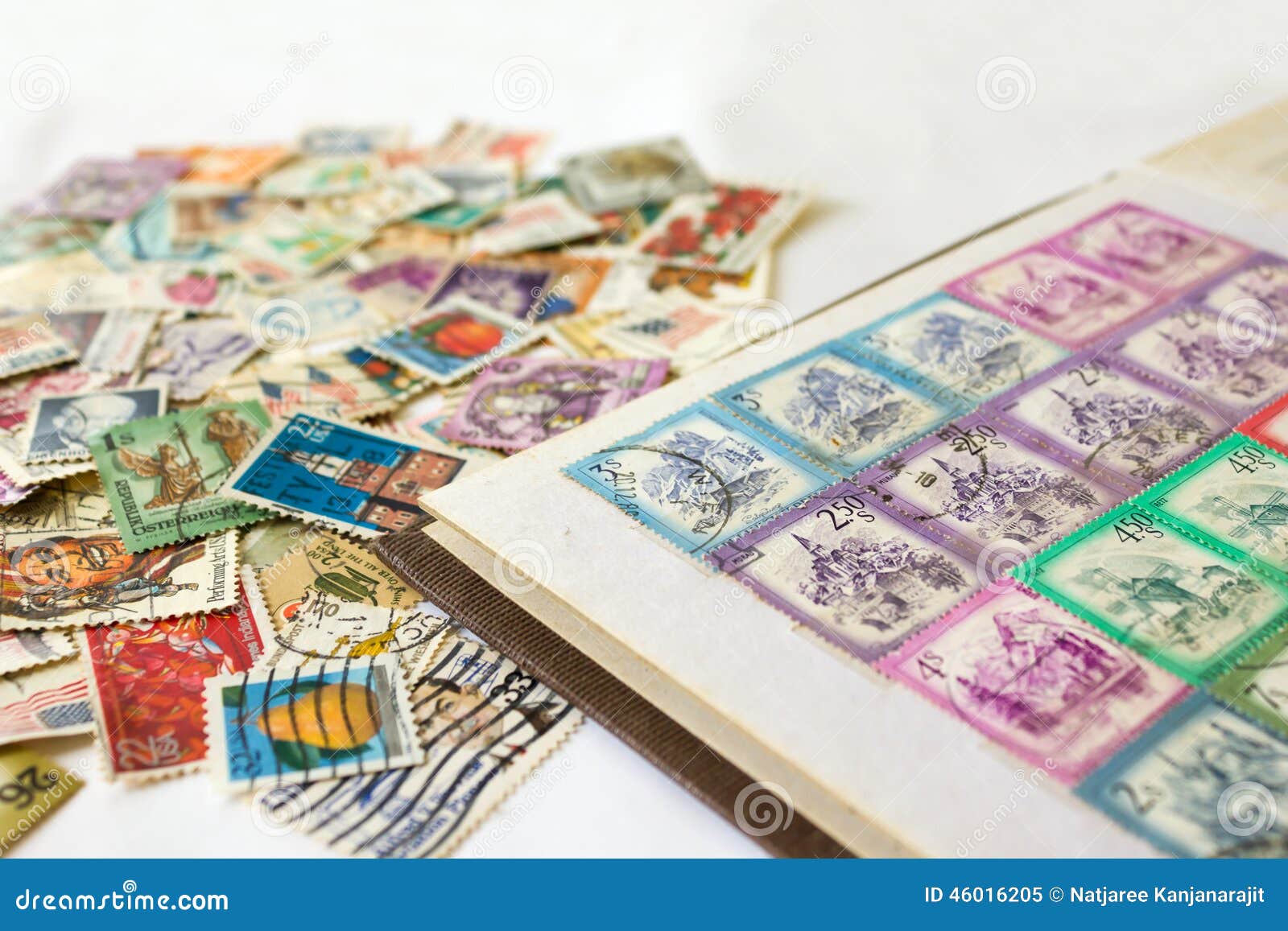 Old Album With Stamps Stock Image | CartoonDealer.com #14136175