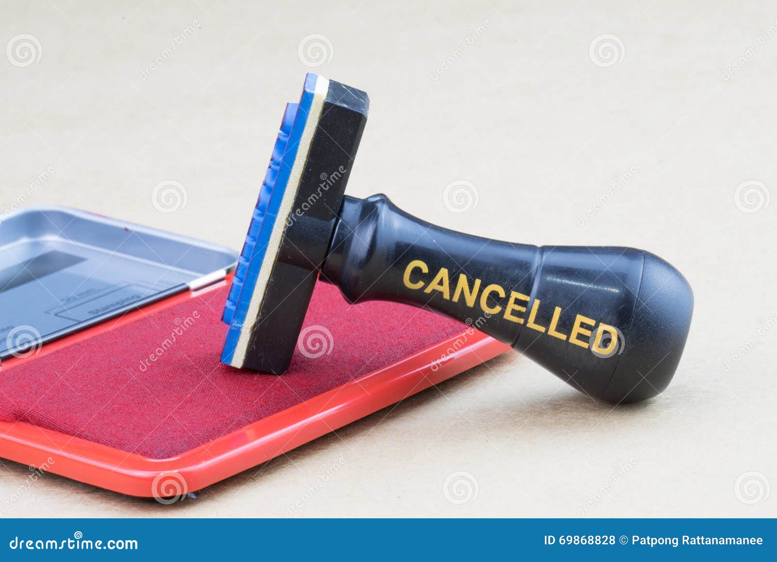 Stamp Cancelled with Red Ink Stock Photo - Image of cancel, document