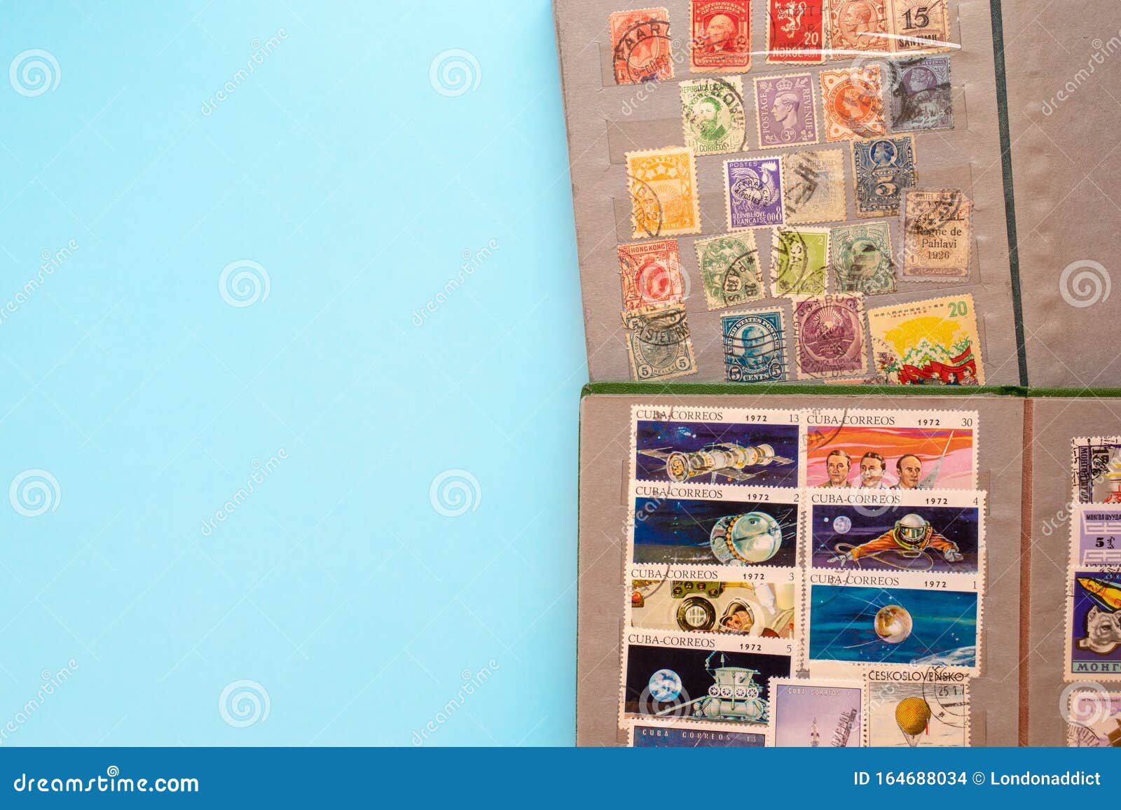 Stamp Collecting. Two Albums with Old Expensive Valuable Post Stamps on  Blue Background. Top View Flat Lay. Hobbies Concept Editorial Stock Image -  Image of pockets, antique: 164688034