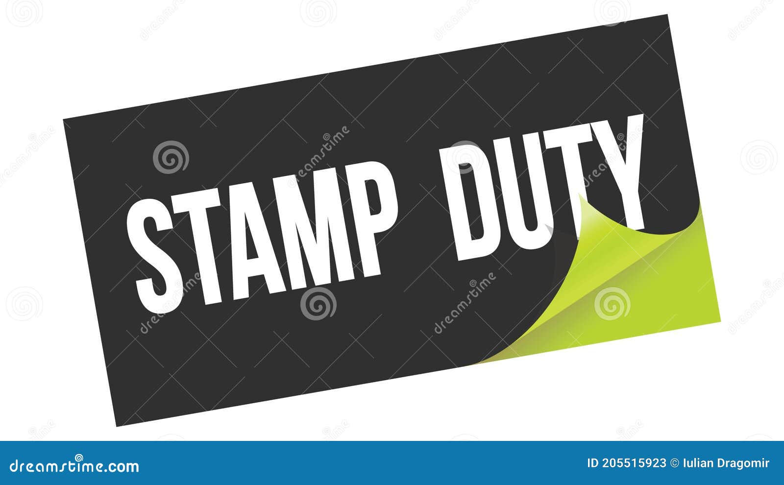 STAMP DUTY Text on Black Green Sticker Stamp Stock Illustration