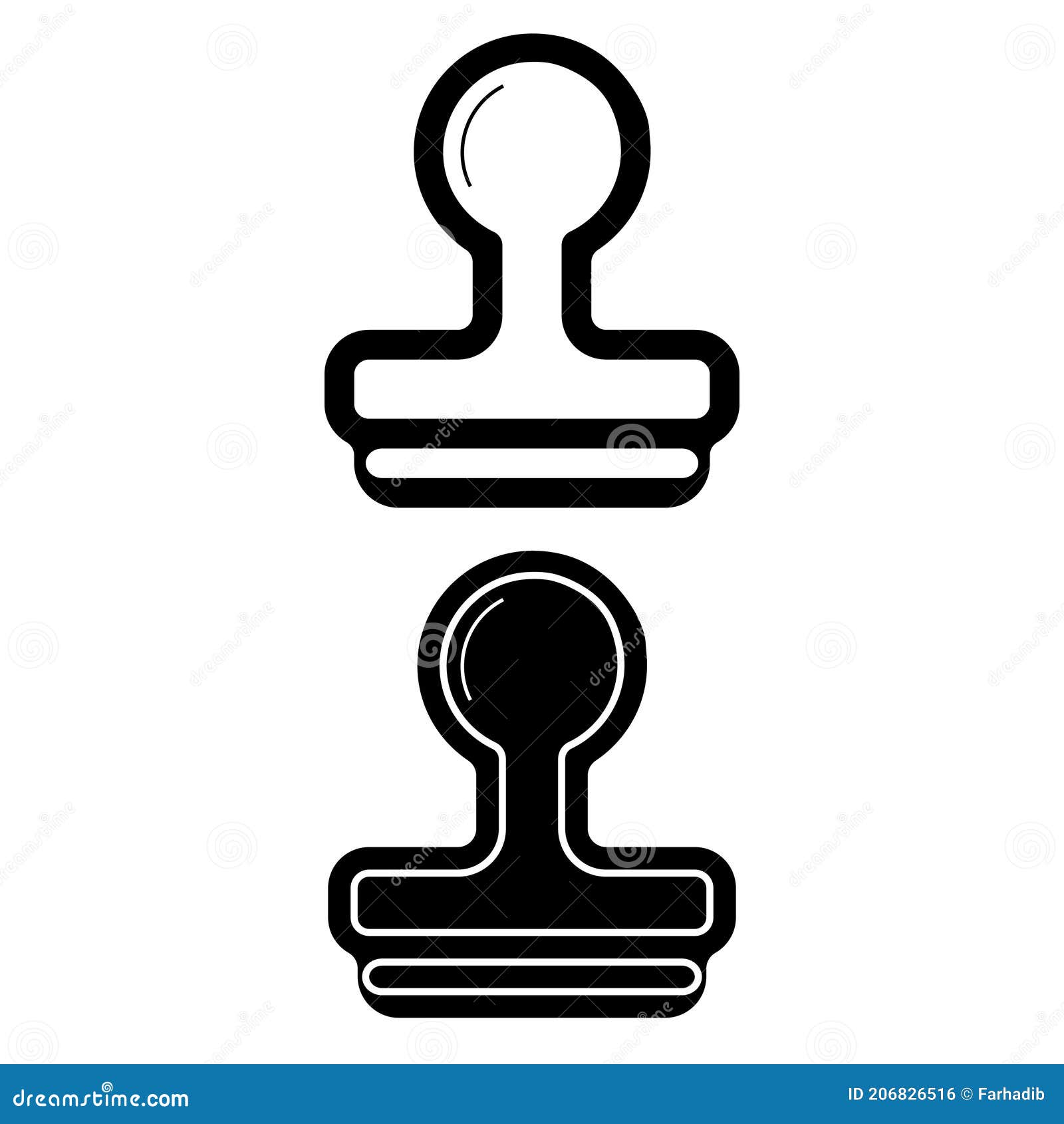 Stamp Icon Vector Logo, Black and White Version Stock Illustration