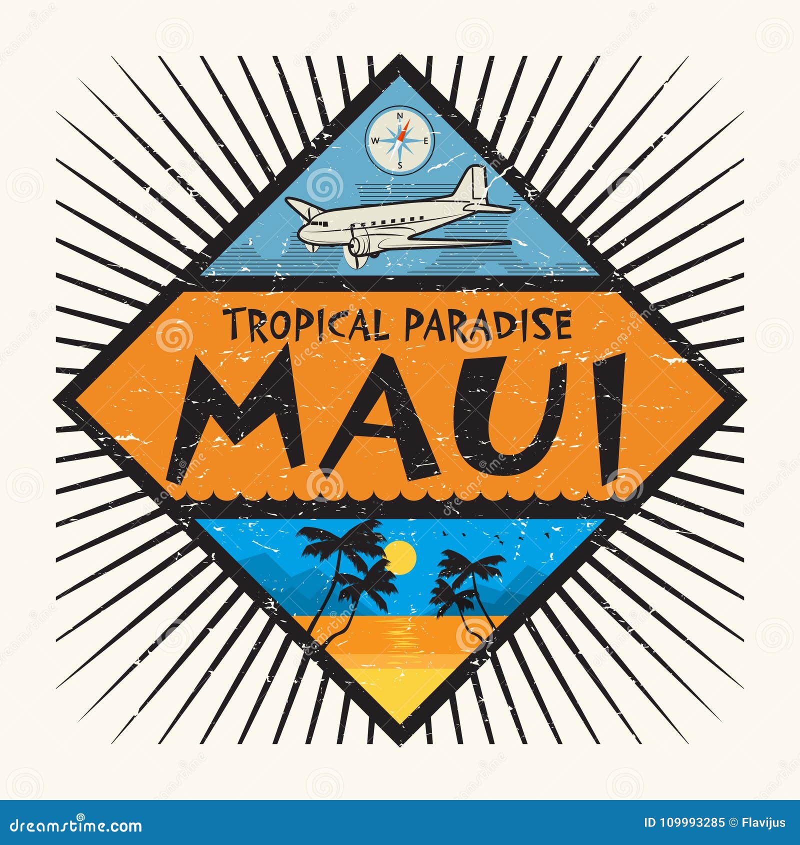 Stamp or Label with the Name of Maui Island, Hawaii Stock Vector Illustration of icon, postal