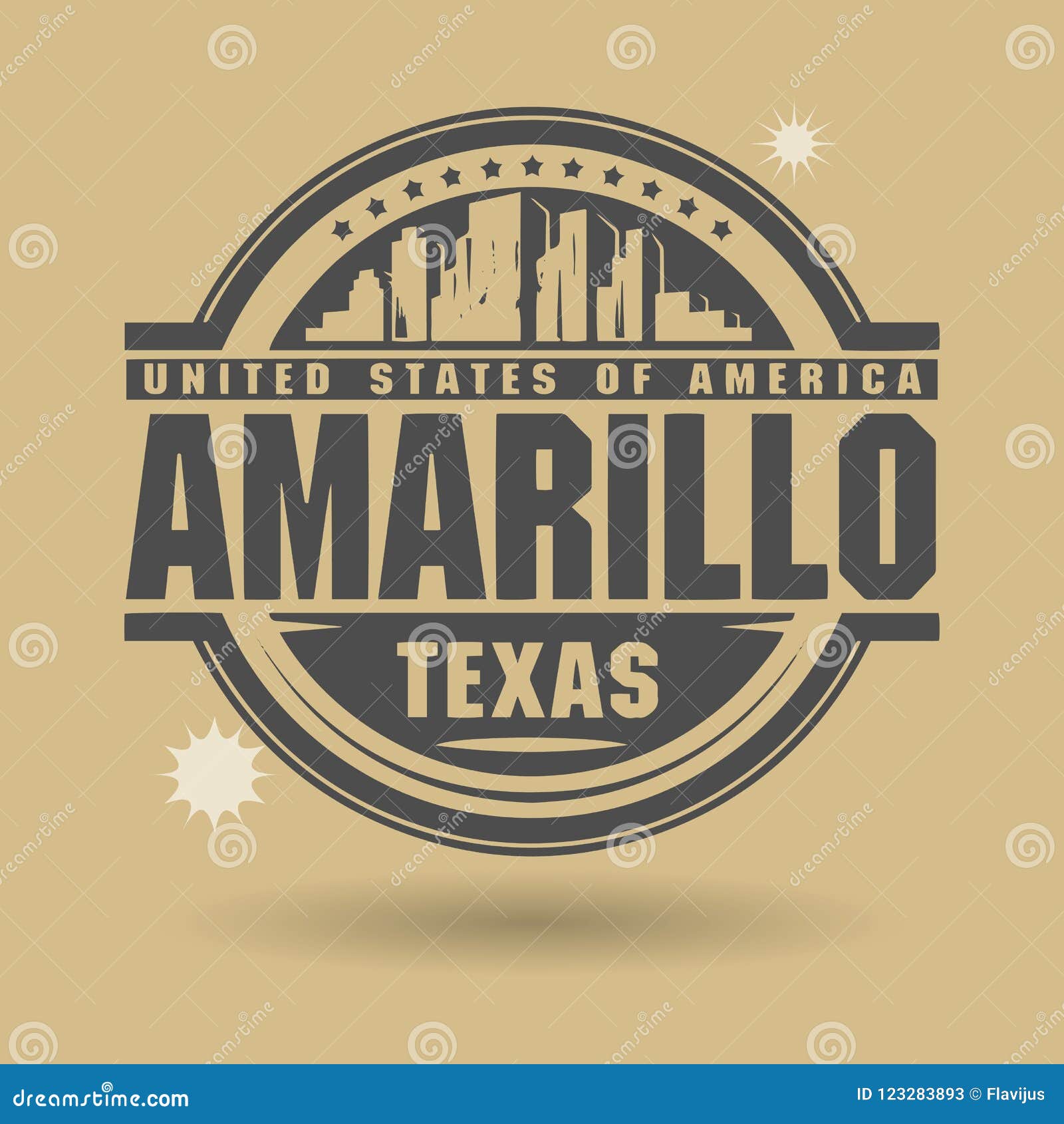 stamp or label with text amarillo, texas inside