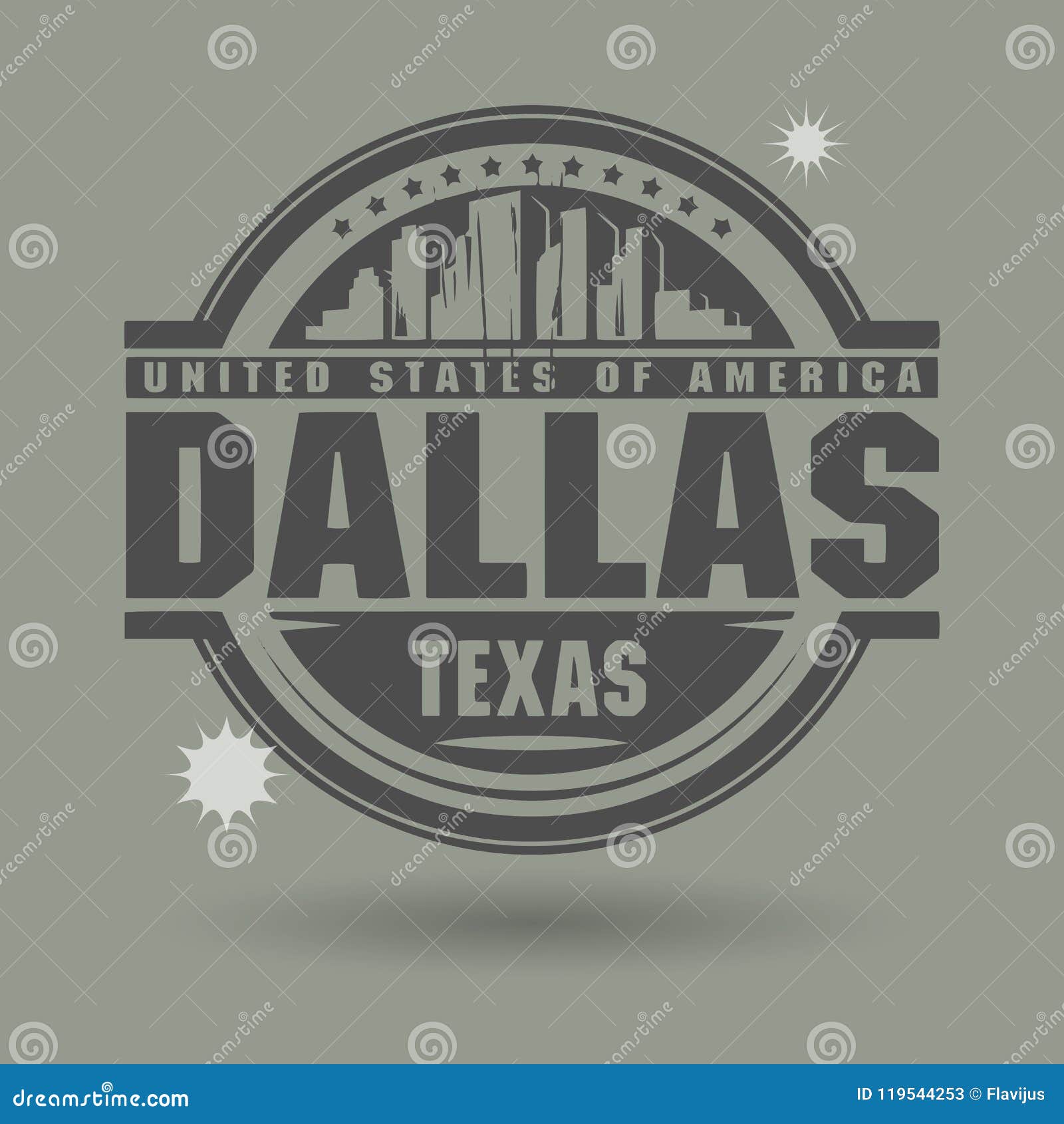 Stamp or Label with Text Dallas, Texas Inside Stock Vector