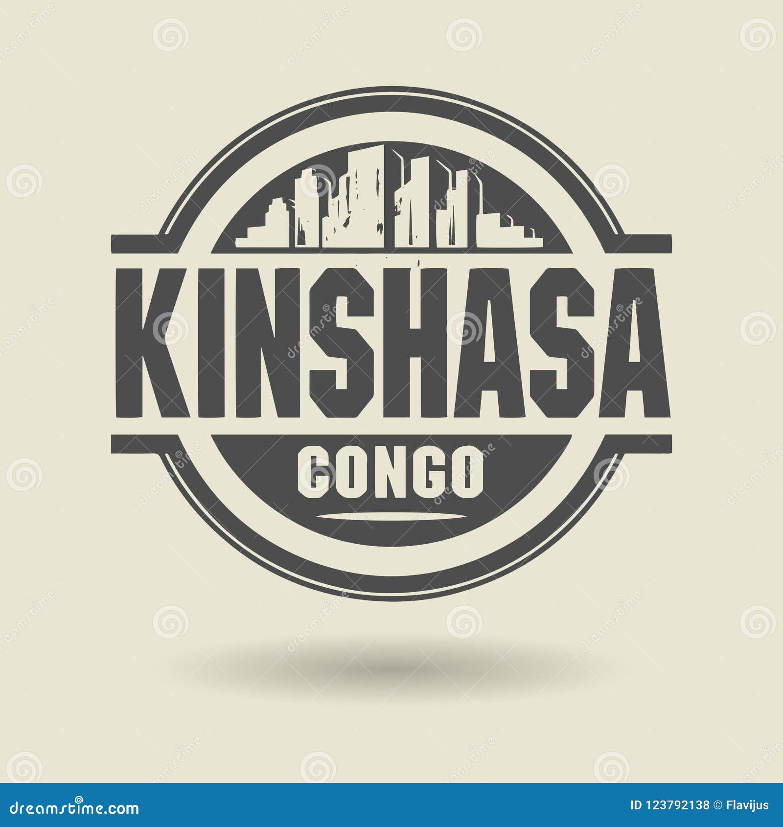 stamp or label with text kinshasa, congo inside