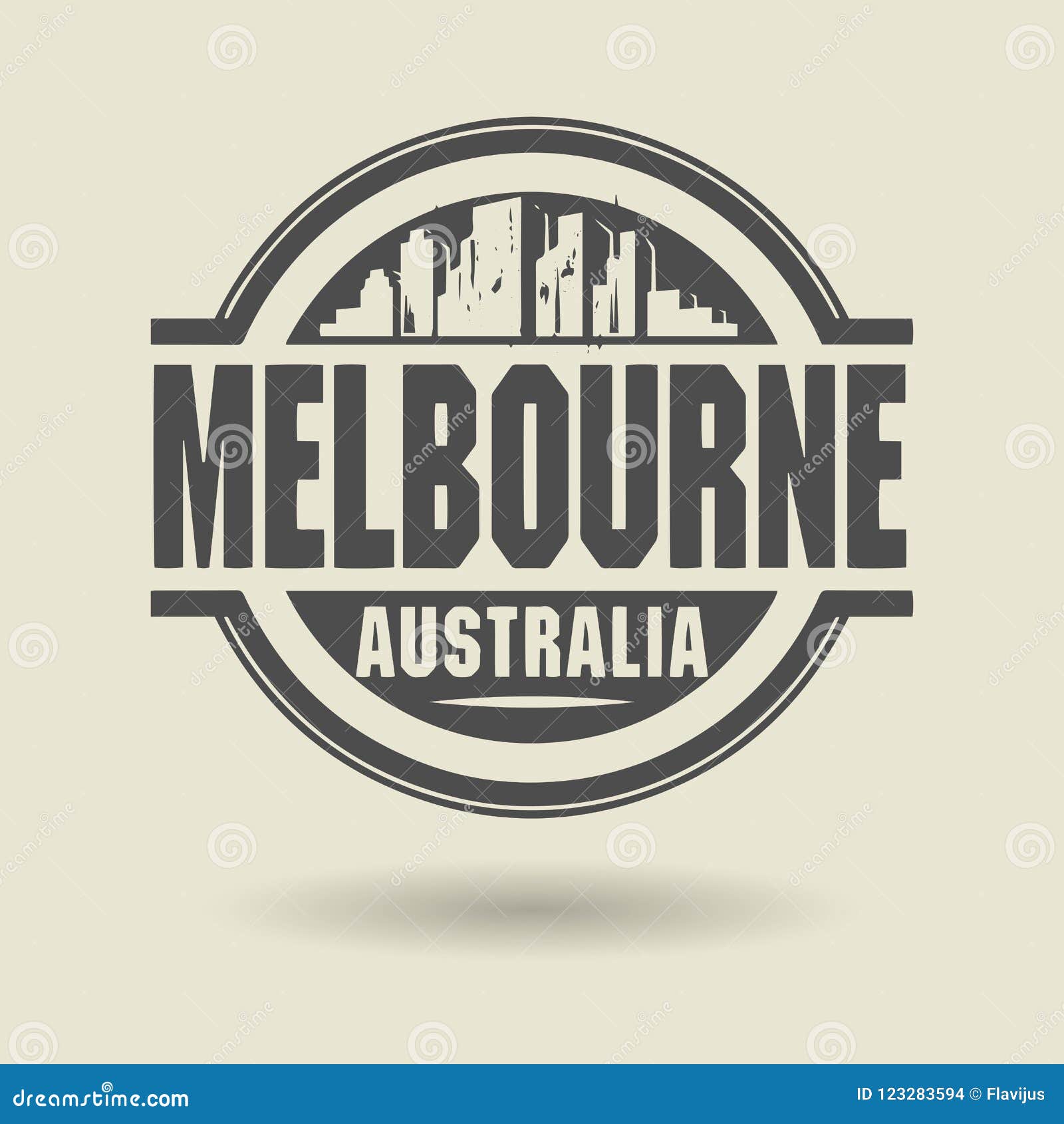 Stamp or Label with Text Melbourne, Australia Inside Stock Vector