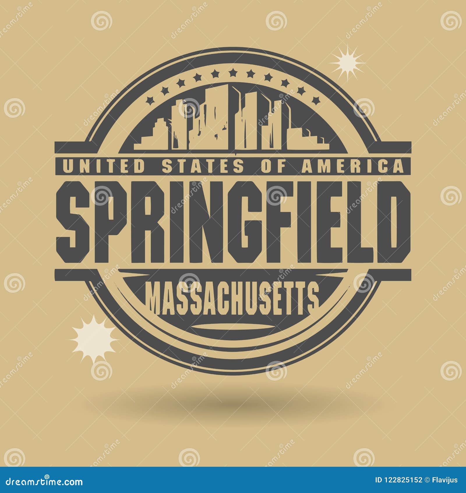 Stamp or Label with Text Springfield, Massachusetts Inside Stock Vector
