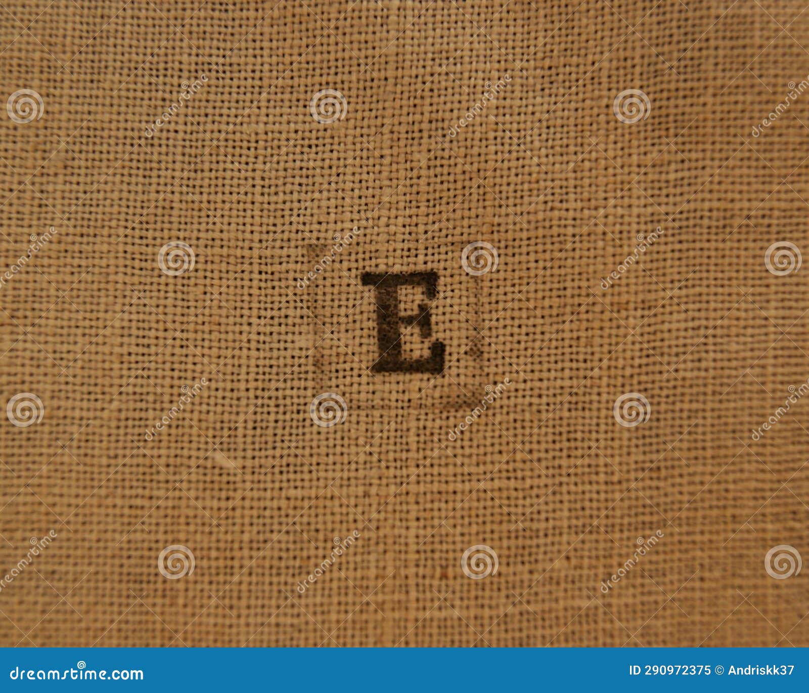 Stamp Letters on Linen Fabric. Letter E. Stock Image Image of message