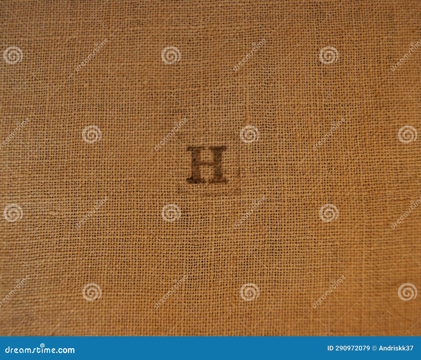 Stamp Letters on Linen Fabric. Letter H. Stock Image Image of capital