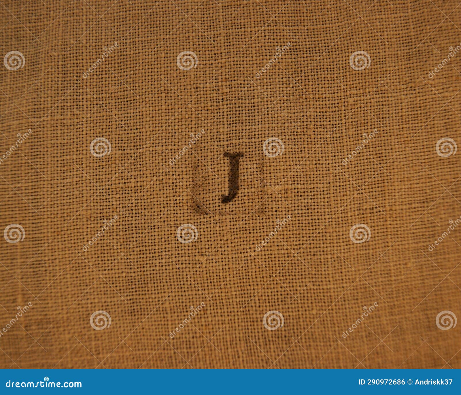 Stamp Letters on Linen Fabric. Letter J. Stock Photo Image of word