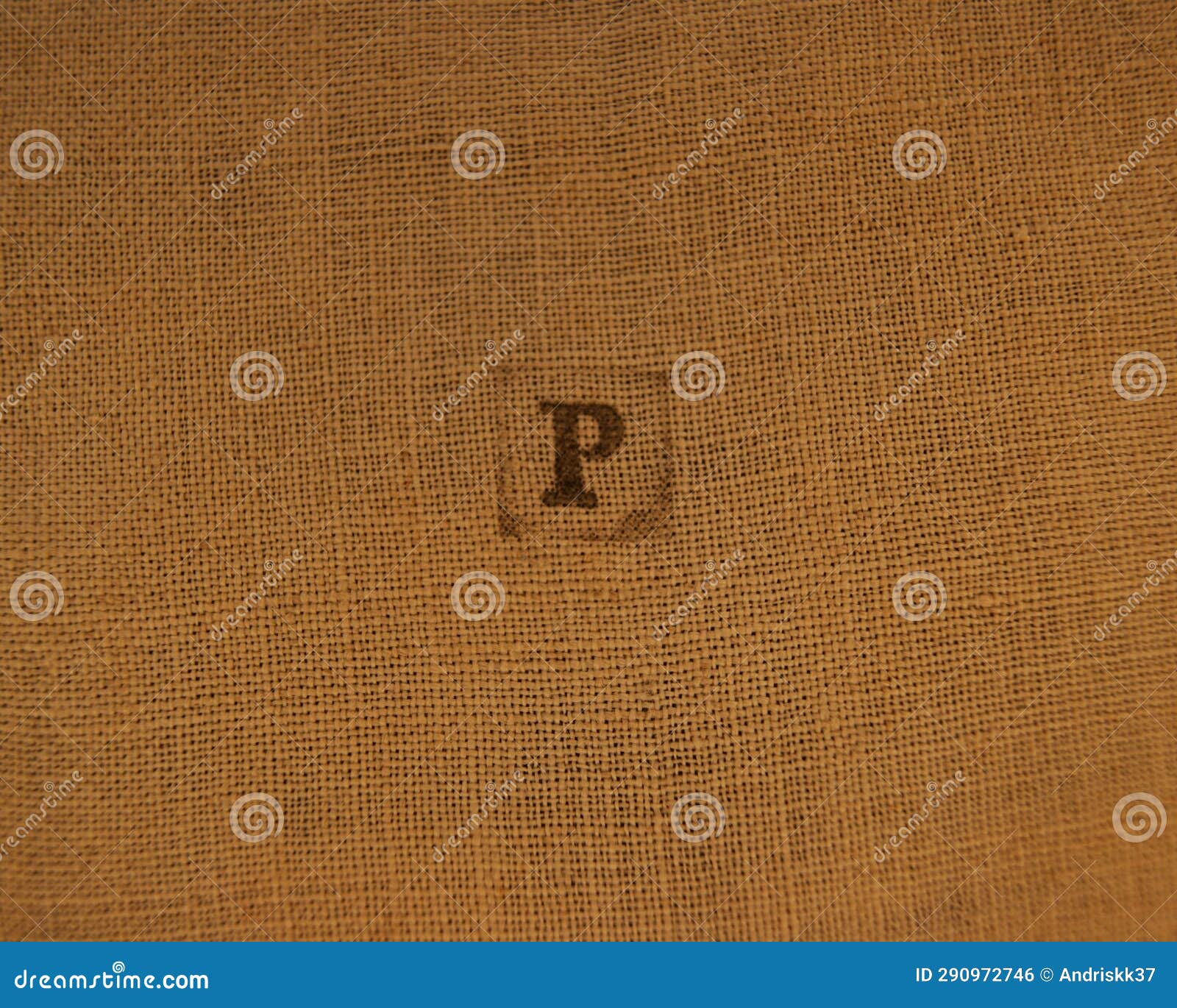 Stamp Letters on Linen Fabric. Letter P. Stock Photo Image of message