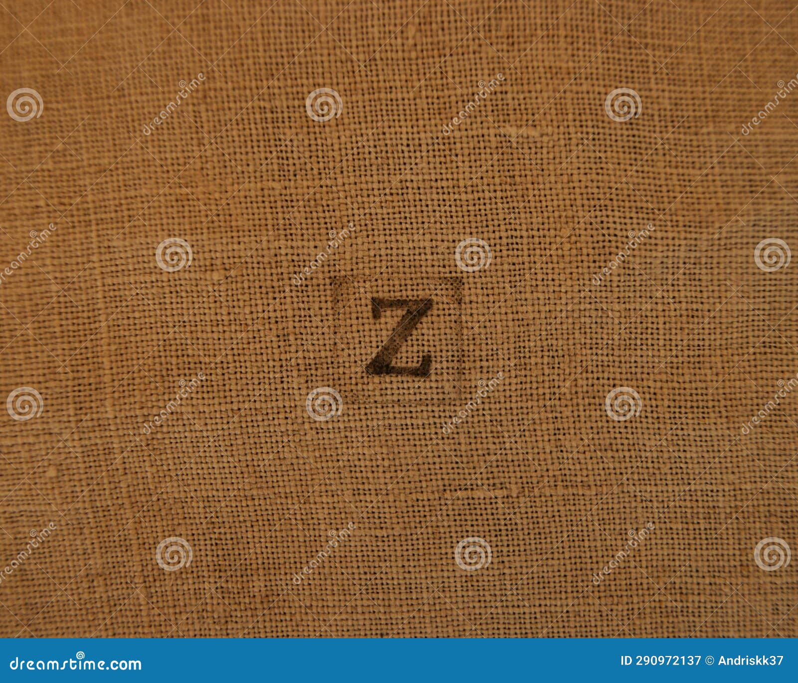 Stamp Letters on Linen Fabric. Letter Z. Stock Image Image of text