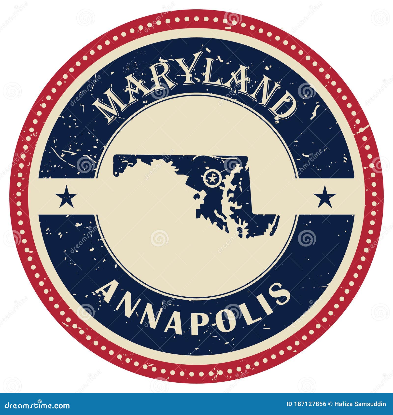 Stamp of Maryland State. Vector Illustration Decorative Design Stock