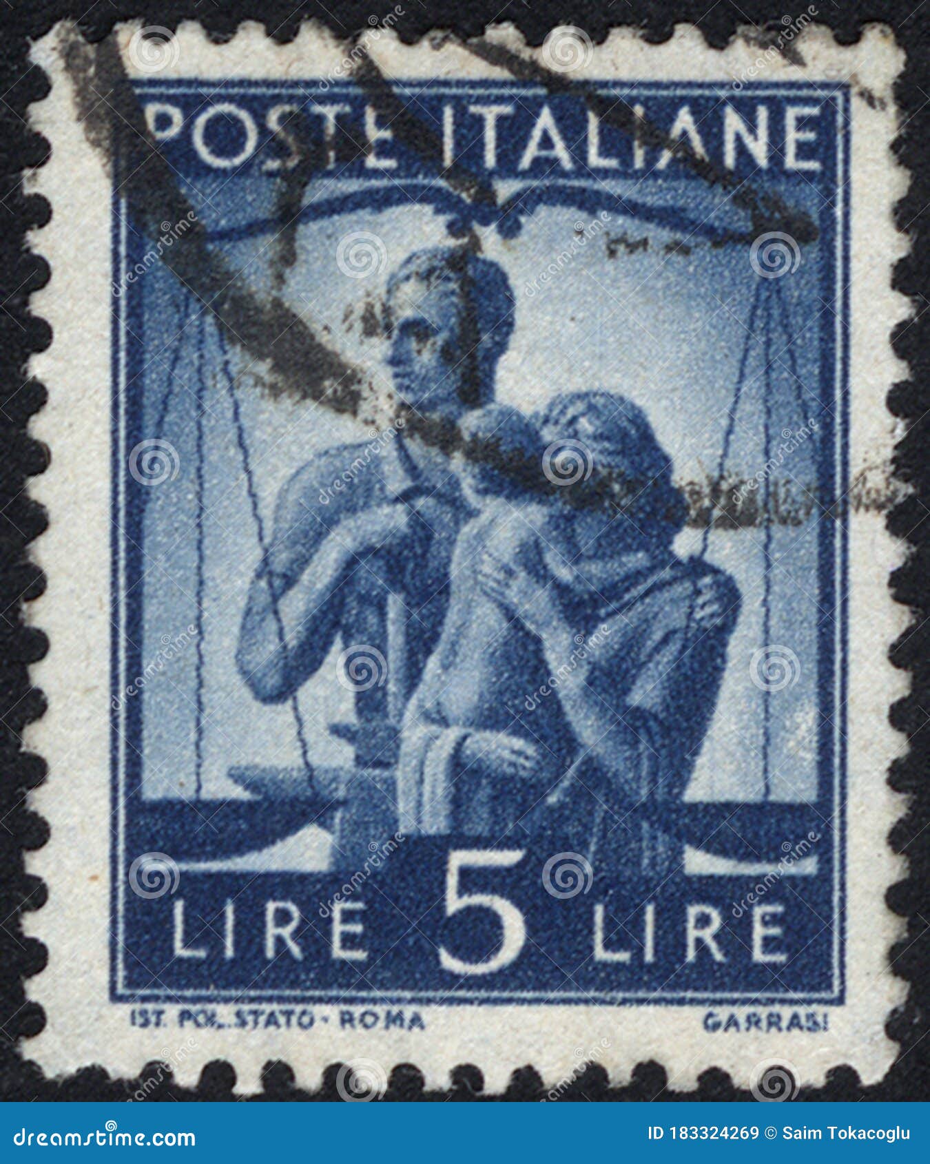 Stamp Printed in the Italy. Stamp Printed by Italy Editorial Stock