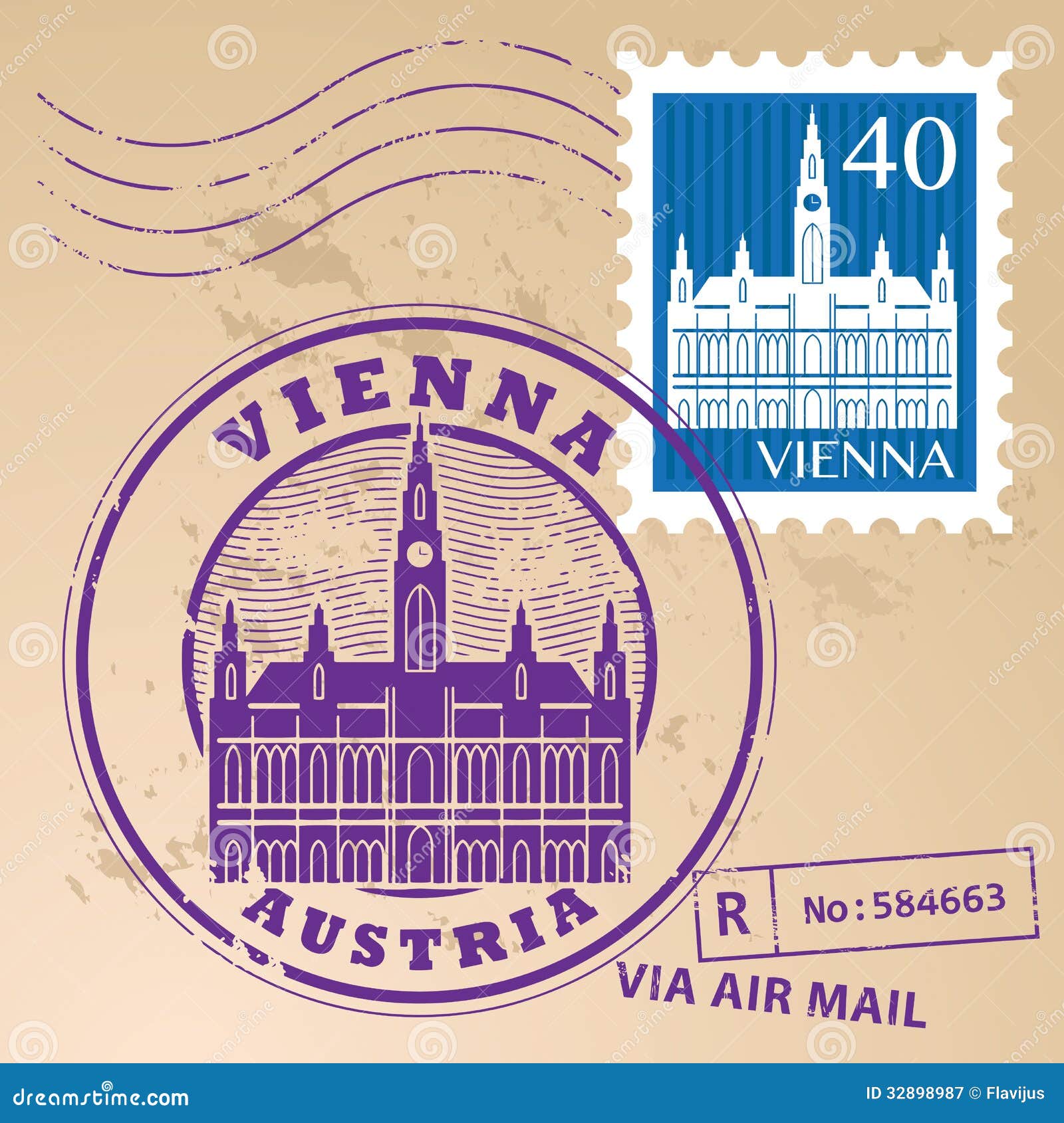 Stamp set Vienna stock vector. Illustration of hall, imprint 32898987