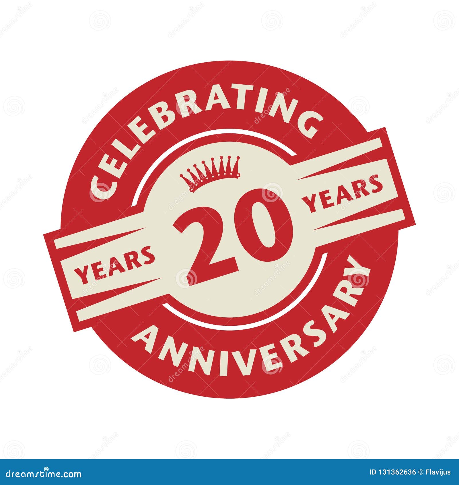 Stamp with the Text Celebrating 20 Years Anniversary Stock Vector