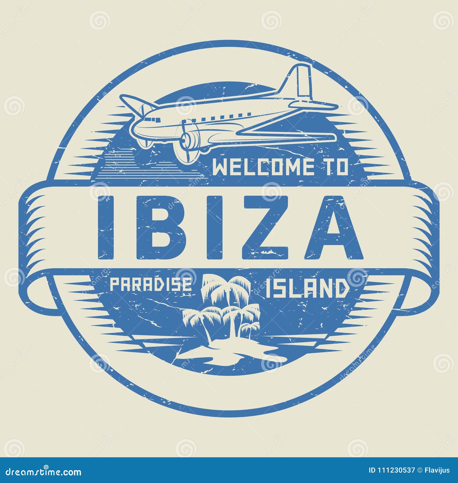 stamp with the text welcome to ibiza, paradise island