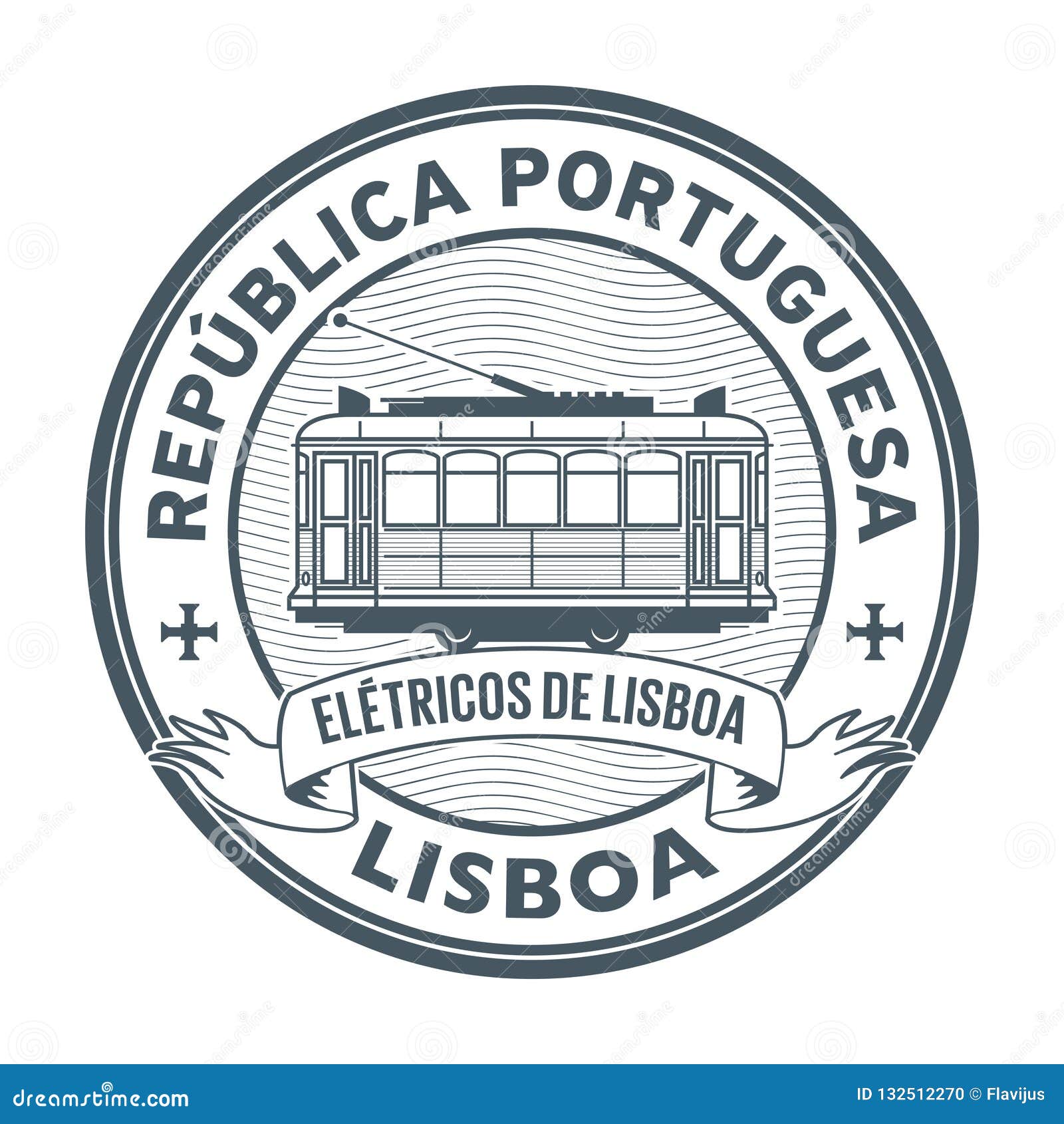stamp with tram, lisbon