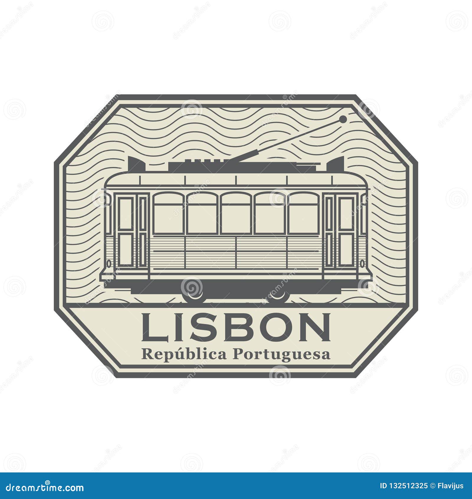 stamp with tram, lisbon
