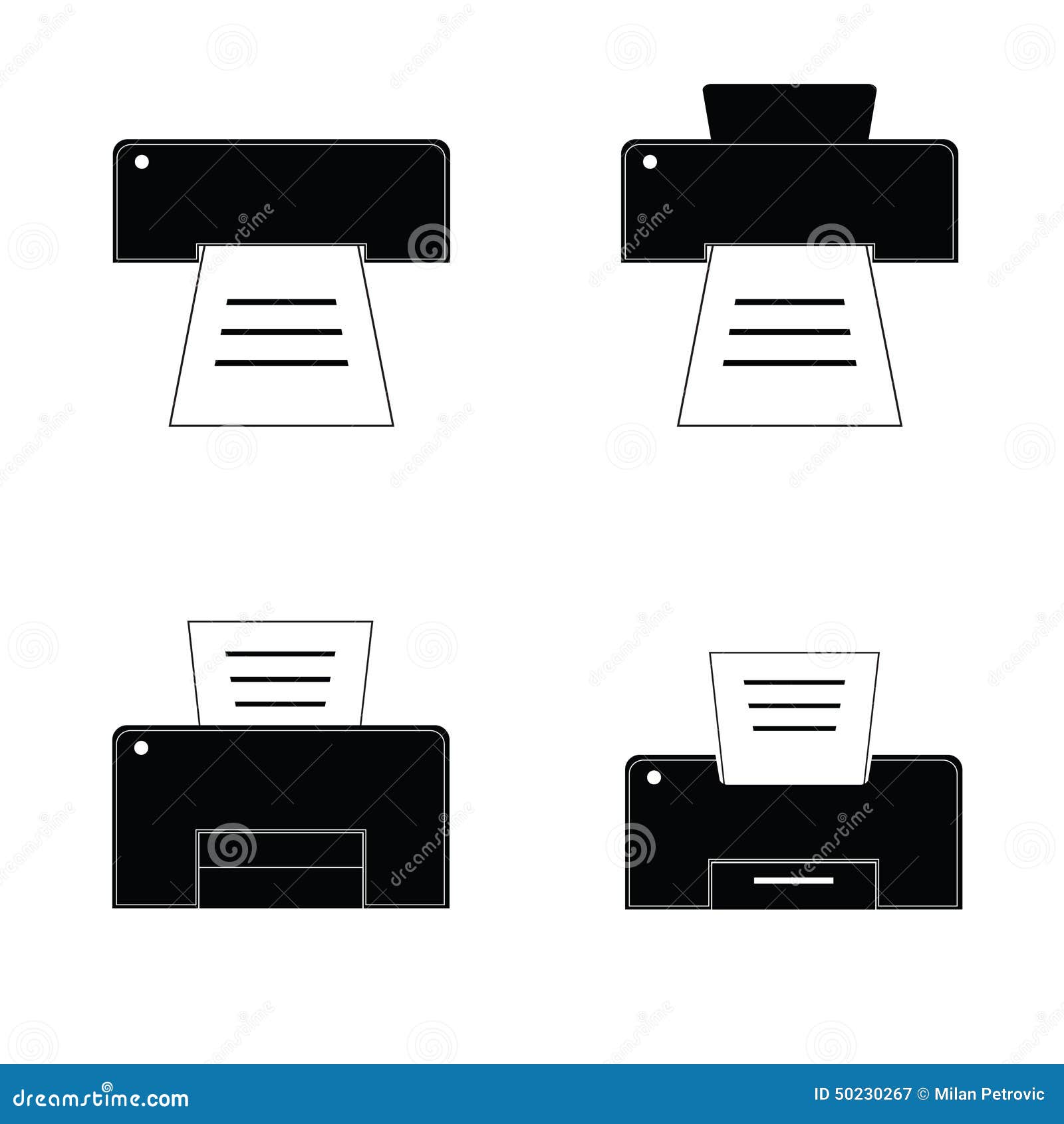 Stampante in bianco e nero illustrazione vettoriale. Illustrazione di getto  - 50230267