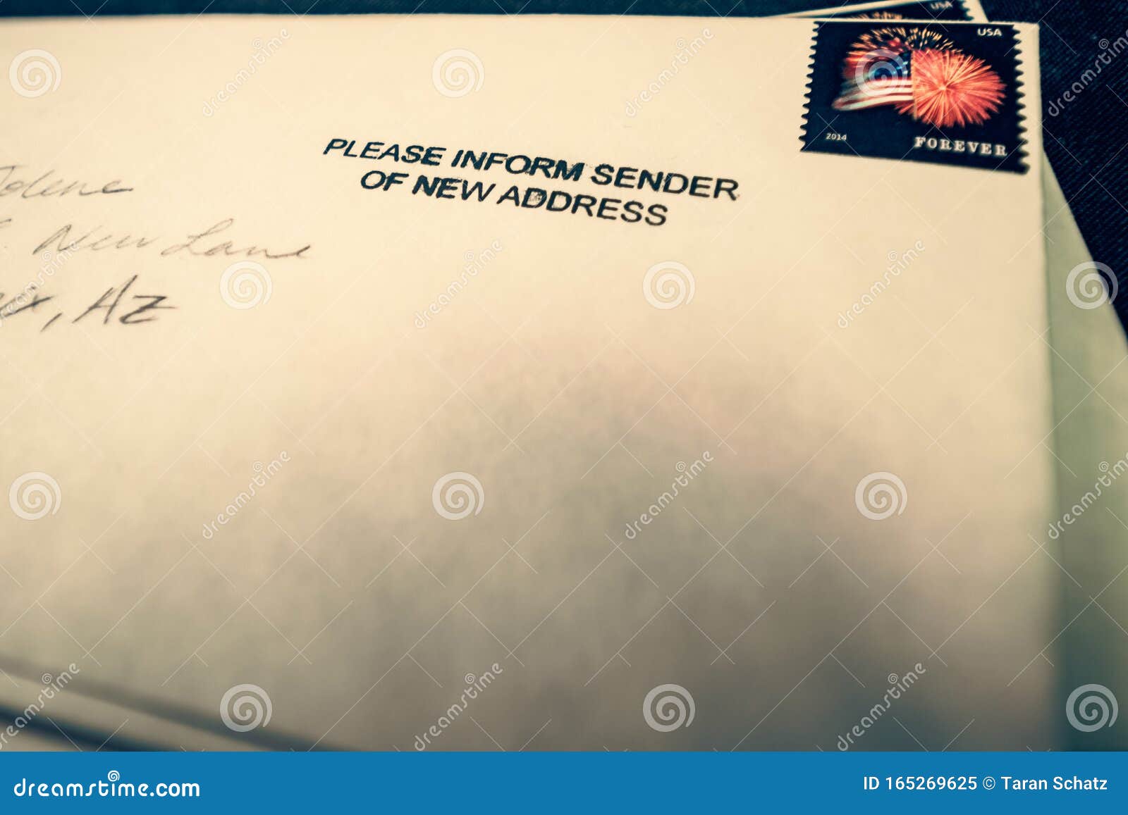 White Envelope with Change of Address Stamp Editorial Image Image of