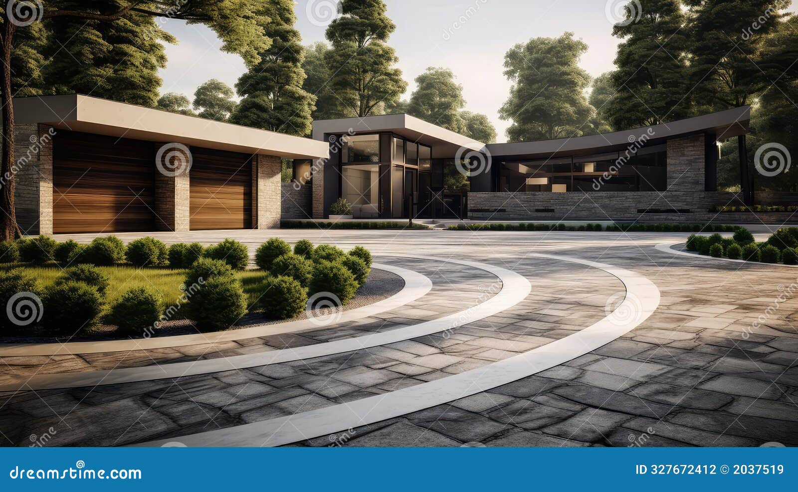 stamped modern house driveway