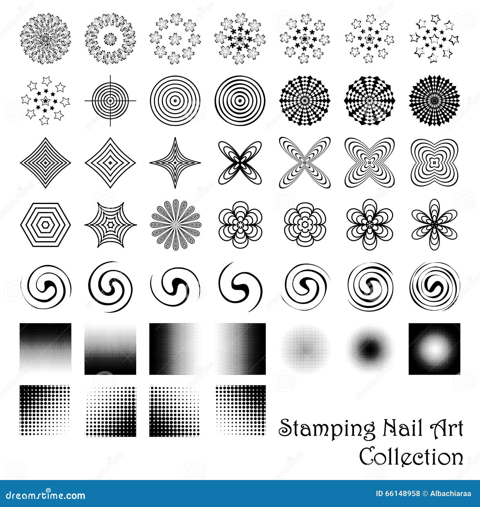 Stamping Nail Art Elements or Scrapbooking Designs. Stock Vector Illustration of print, frame
