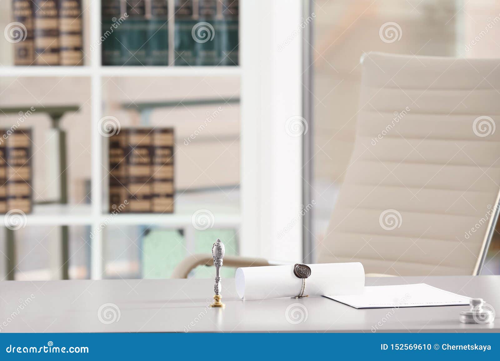 Stamps and Documents on Desk in Notary`s Office Stock Photo Image of