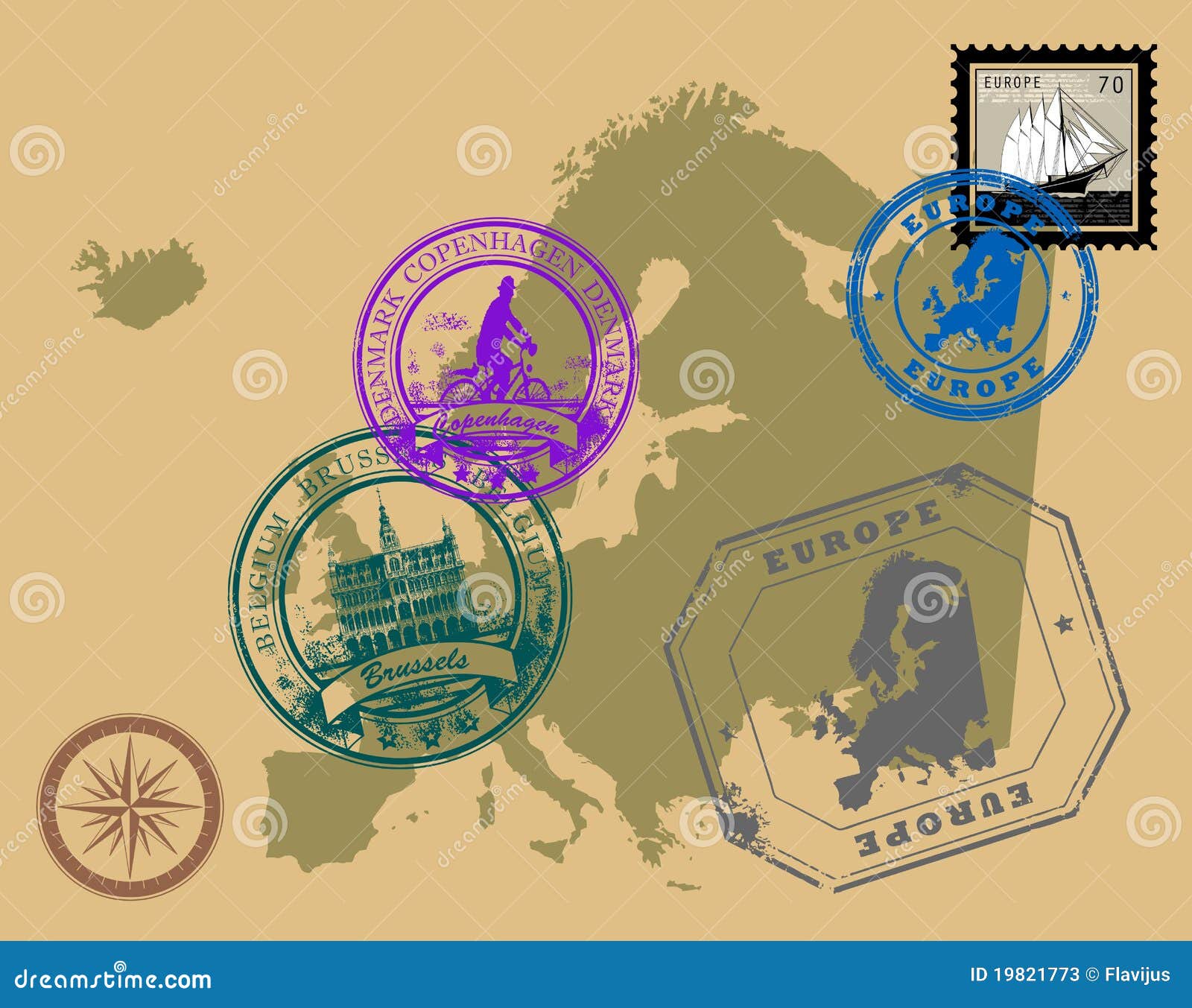 Stamps of theme Europe stock vector. Illustration of rubber 19821773