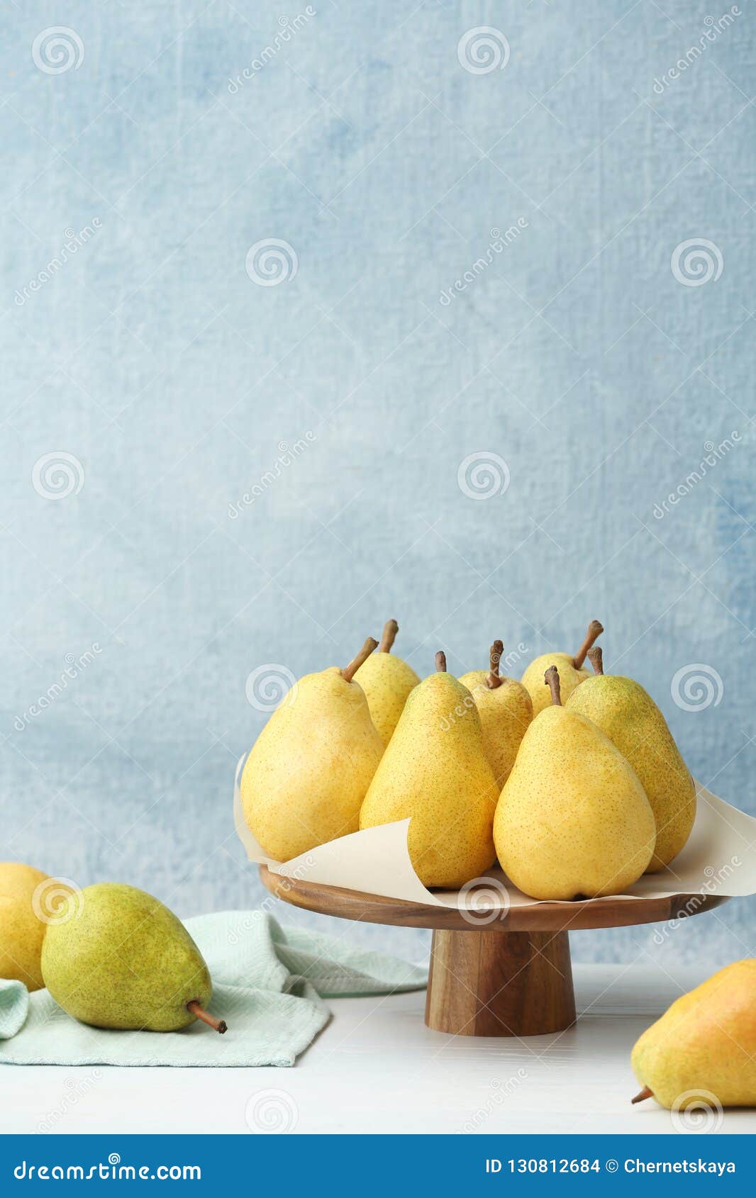 Stand with Fresh Ripe Pears on Table Stock Photo Image of organic
