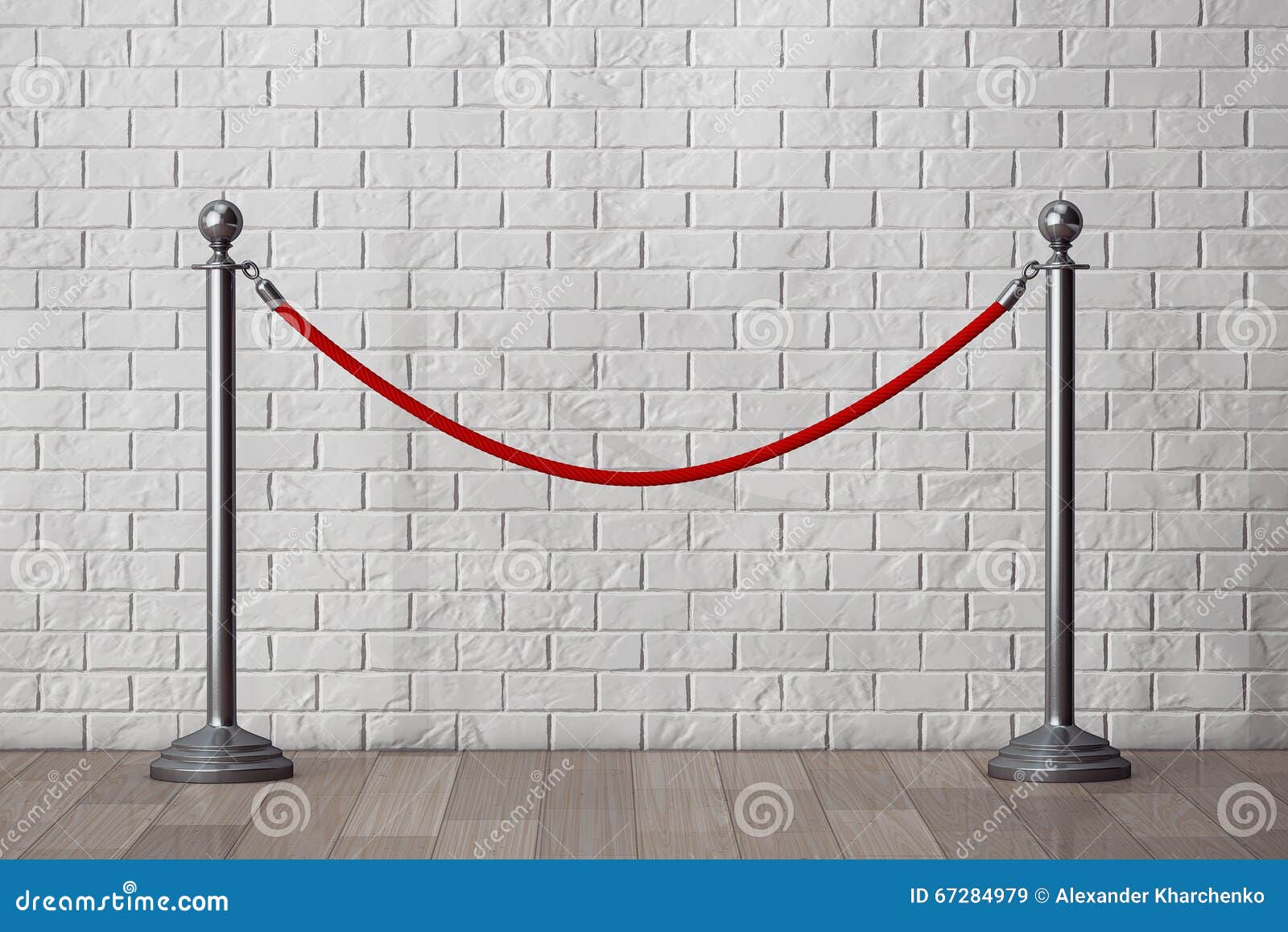 Stand Rope Barriers in Front of Brick Wall Stock Image Image of