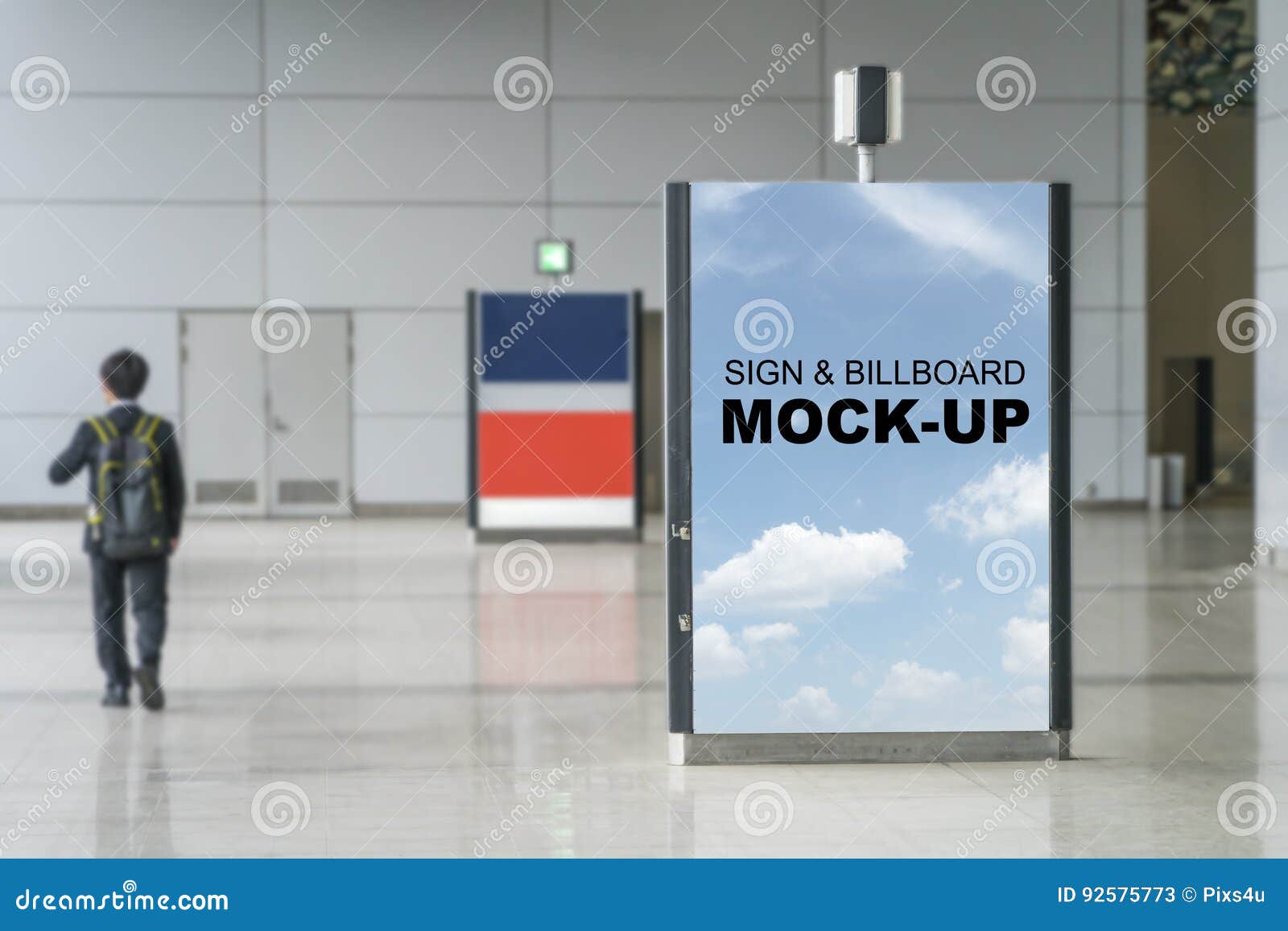 Download Free Stand Sign Or Billboard Mock Up Vertical Indoor Advertising In A Stock Image Image Of Present Design 92575773 PSD Mockup Template