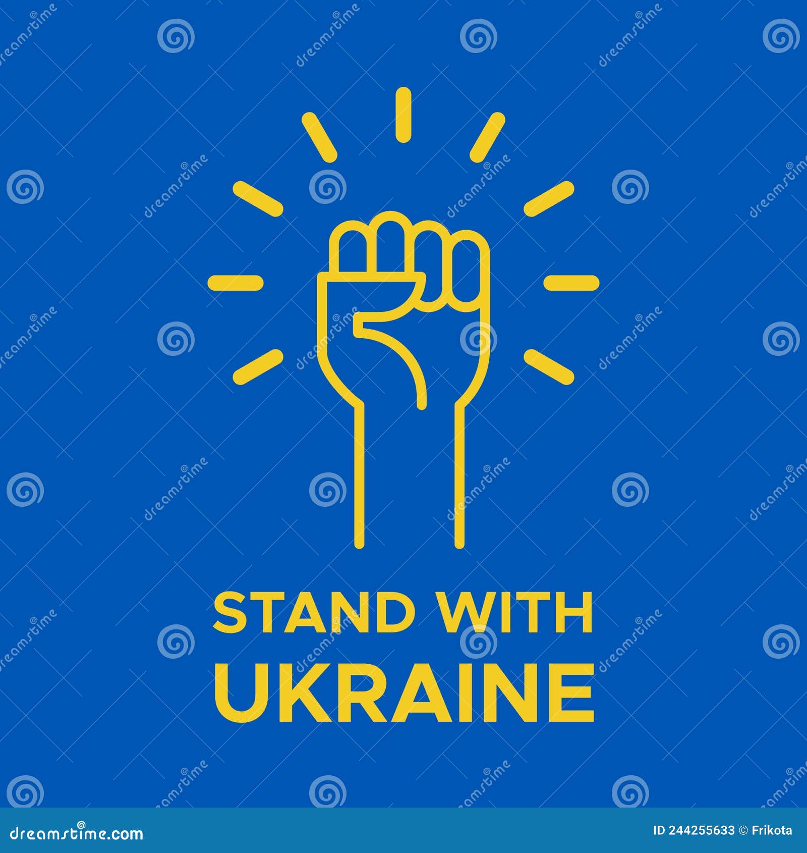 Stand with Ukraine. Fist Hand Up. Concept of Protest, Cooperation
