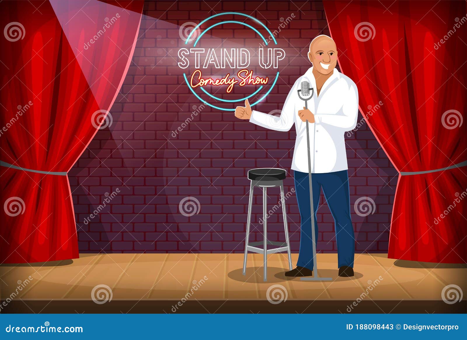 Stand-up Comedian Performing Gig on Stage Illustration Stock Vector - Illustration of joke, comedian: 188098443 Stand-up Comedian Performing Gig on Stage Illustration Stock Vector - Illustration of joke, comedian: 188098443
