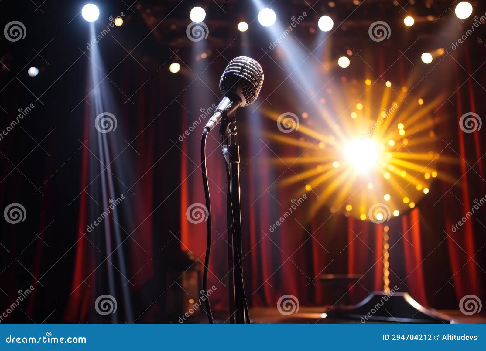 Standup Comedy Microphone Under Stage Light Stock Photo Image of