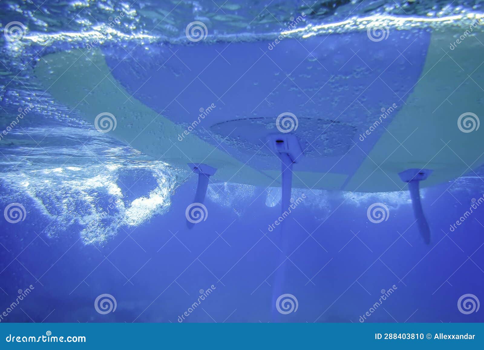 Stand Up Paddle Board Underwater View with Bubbles Stock Photo Image