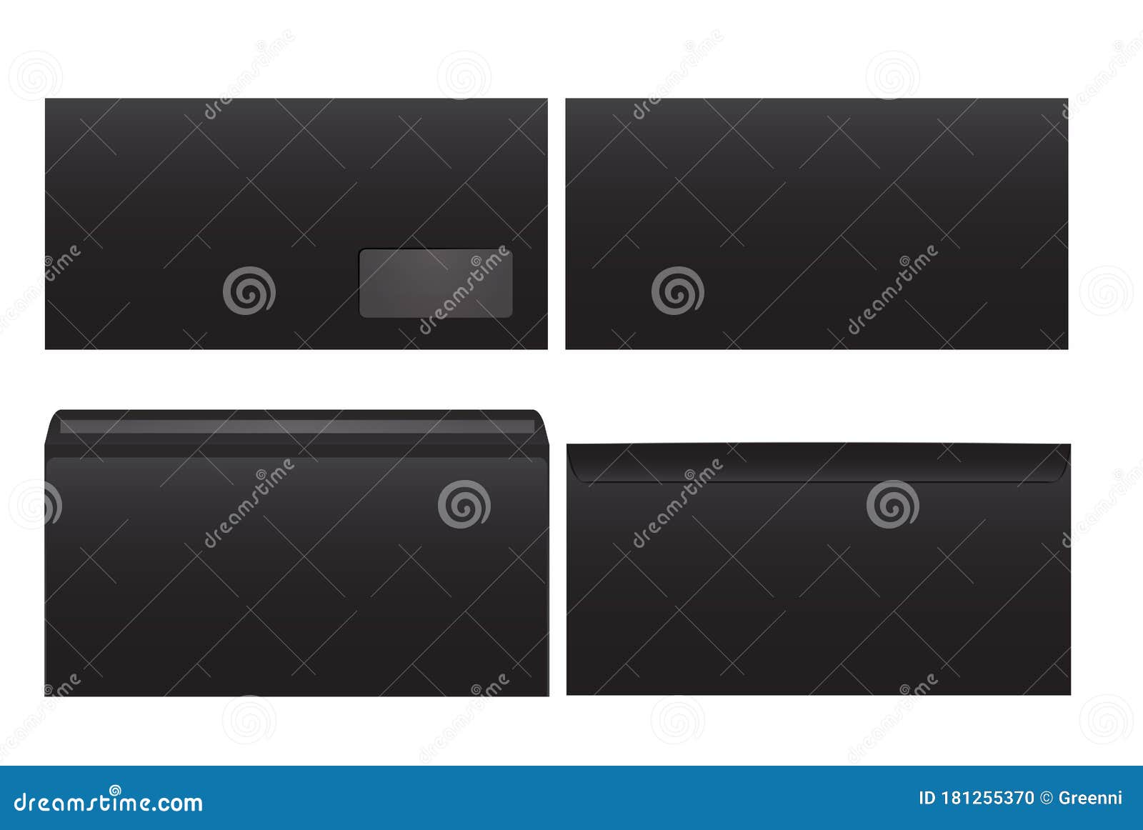 Standard Black Paper Envelopes. for an Office Document or Letter