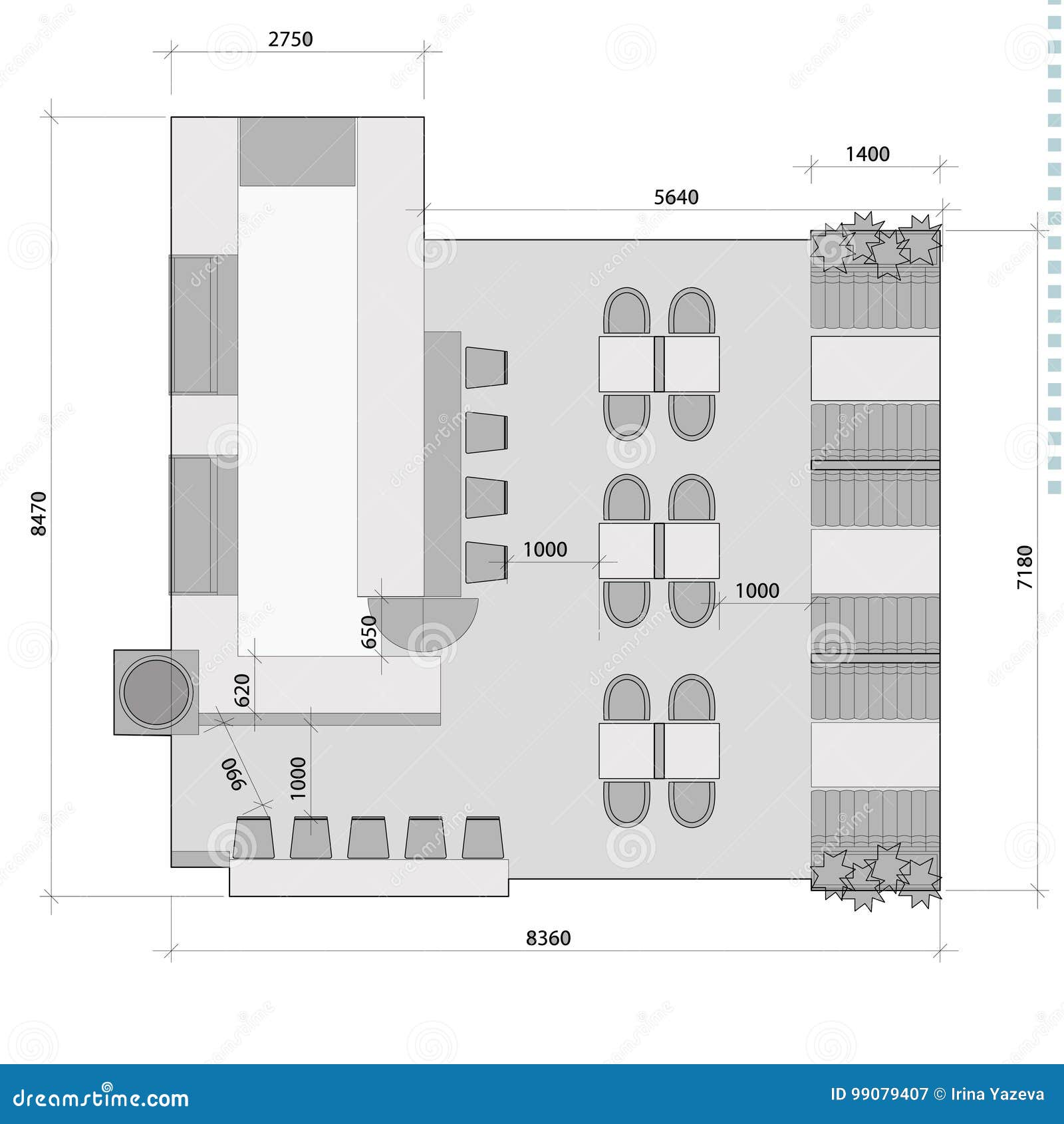 Standard Cafe Furniture Symbols on Floor Plans Stock Vector ...